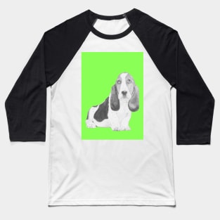 Basset Hound Puppy in Green Baseball T-Shirt